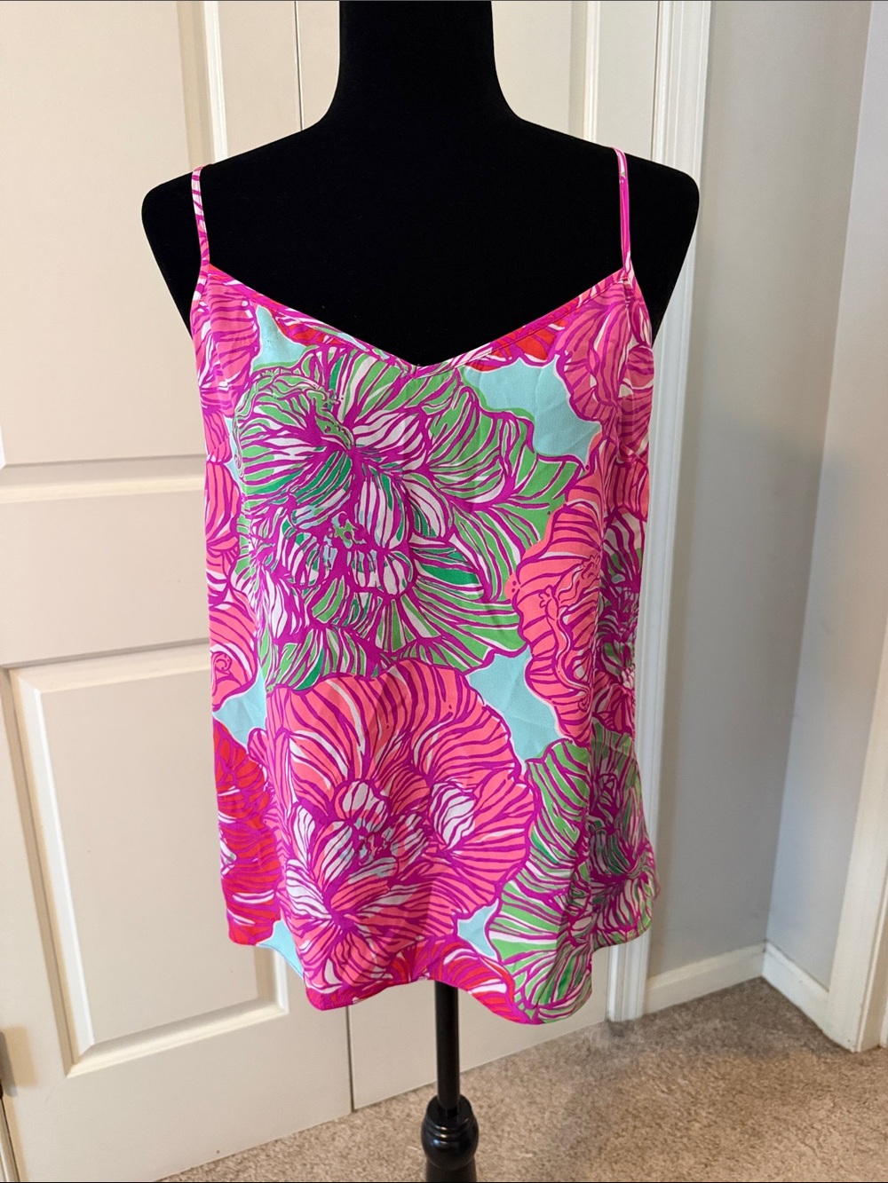Lilly Pulitzer Pink & Turquoise Floral Spaghetti-Strap Cami